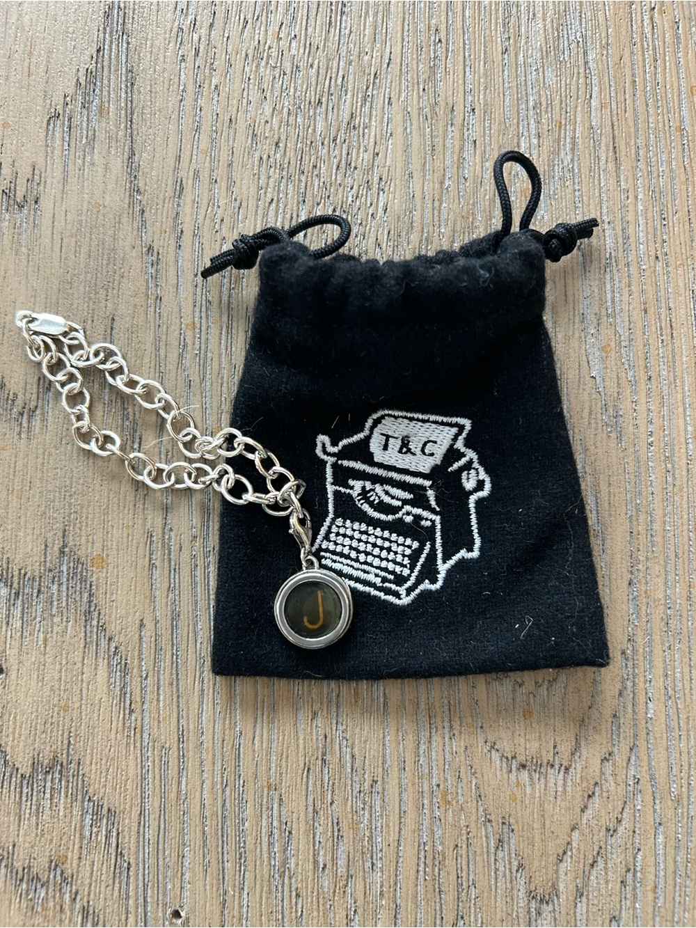 Unique Typewriter 'J' Initial Bracelet